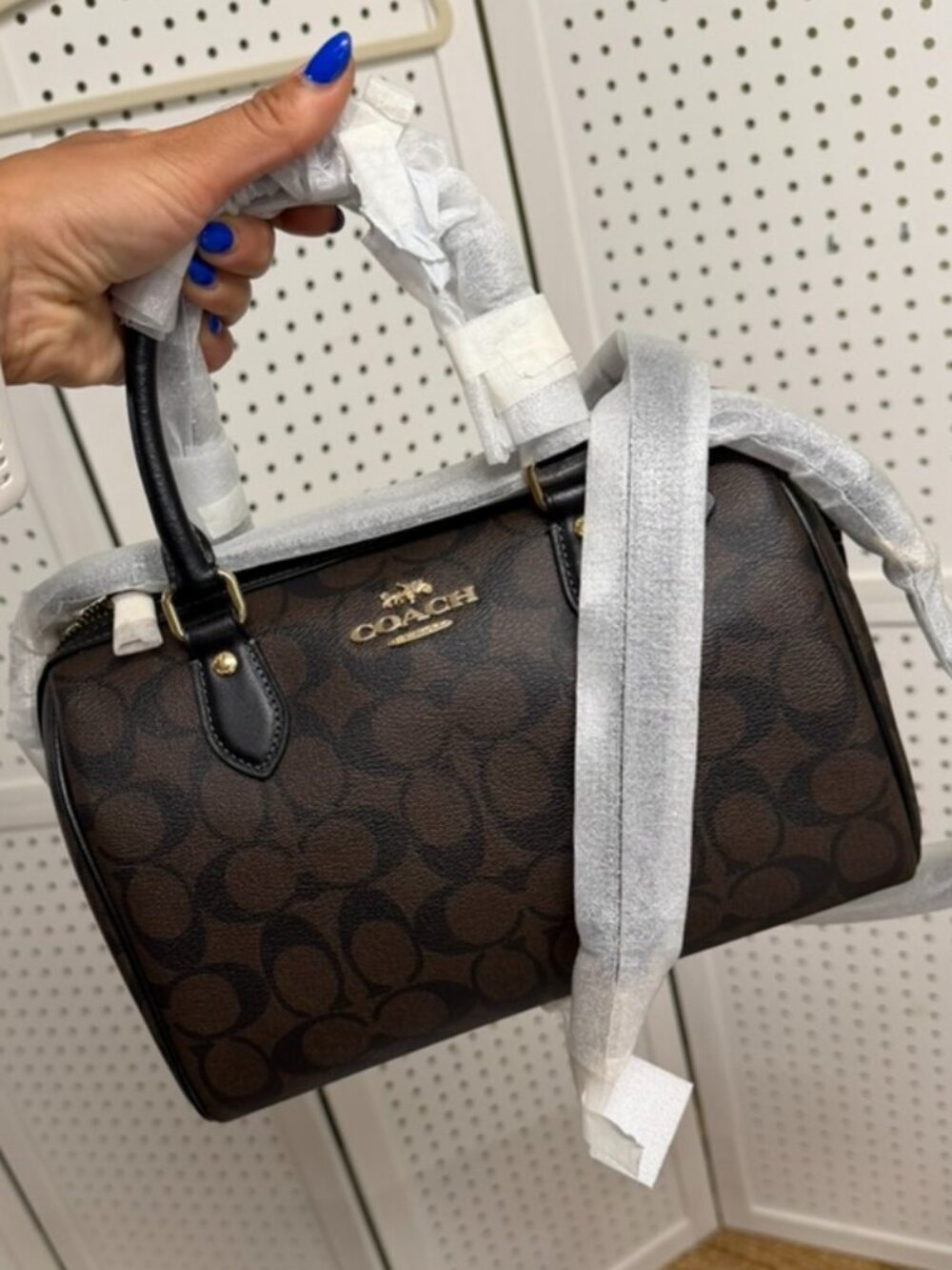Coach Rowan Satchel Bag in Signature Canvas Brown Black Women's Crossbody NWT